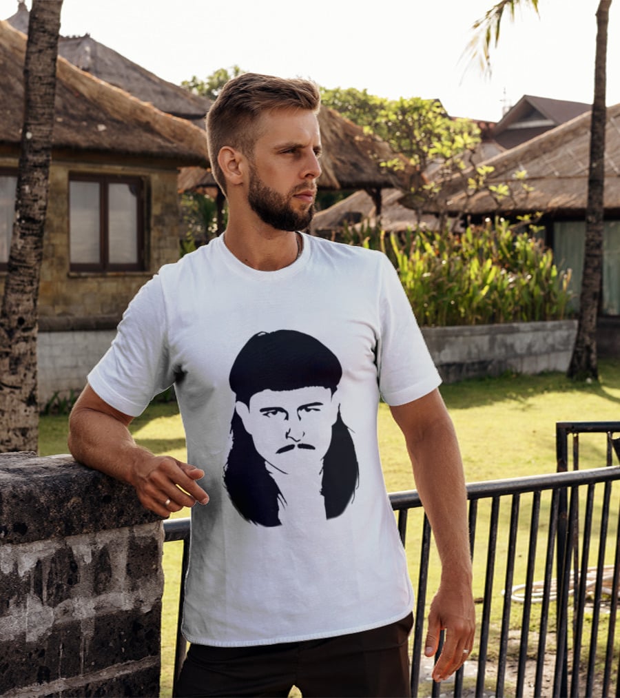 Oliver Tree Black And White Mullet And Mustache T-Shirt
