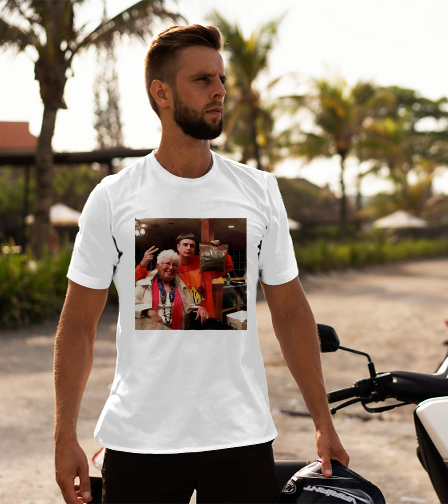 Oliver Tree Peace Sign Grandma Holding Bag T-Shirt