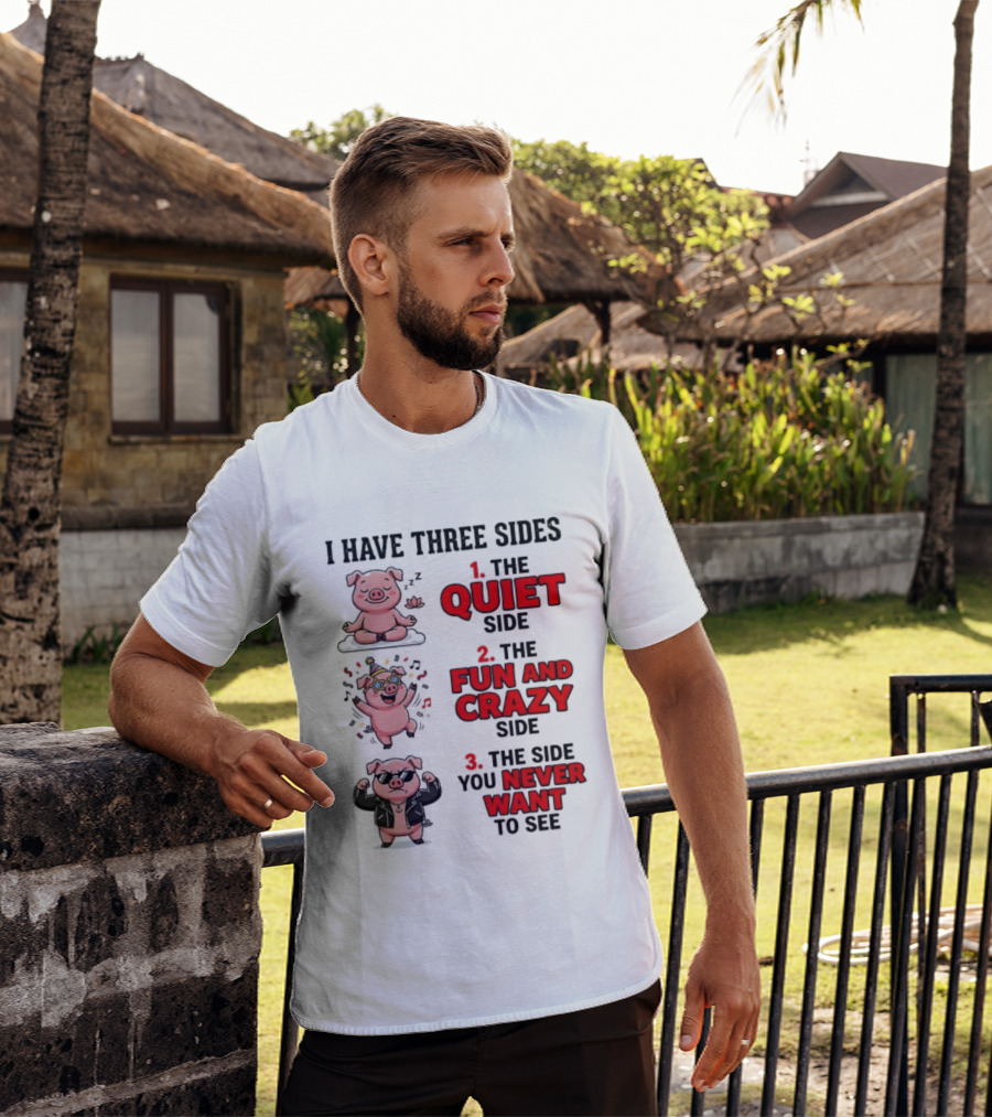 Pig I Have Three Sides Quiet Fun Crazy Never Want To See T-Shirt