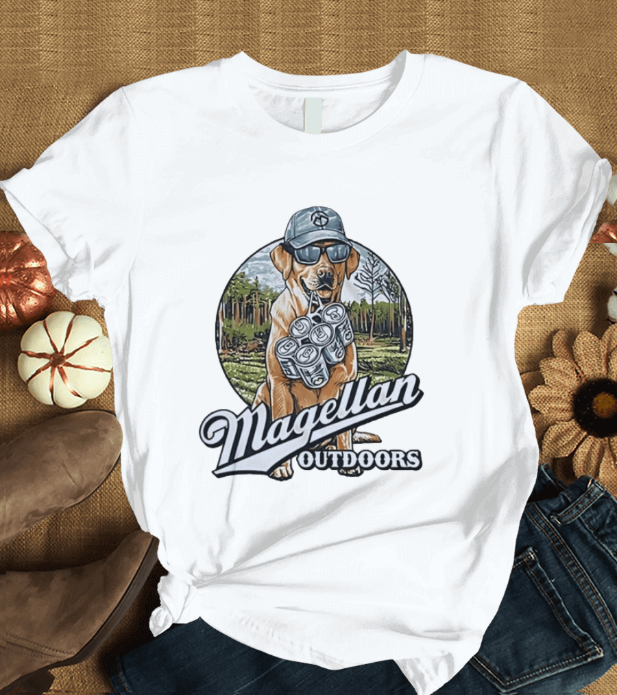 Magellan Outdoors Labrador Retriever With Six Pack In Forest Scene T-Shirt