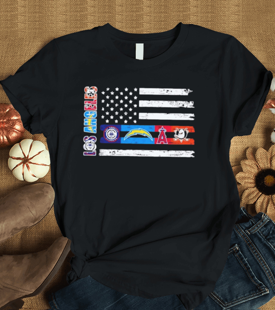 Los Angeles Clippers Chargers Angels Ducks USA Flag Independence Day T-Shirt
