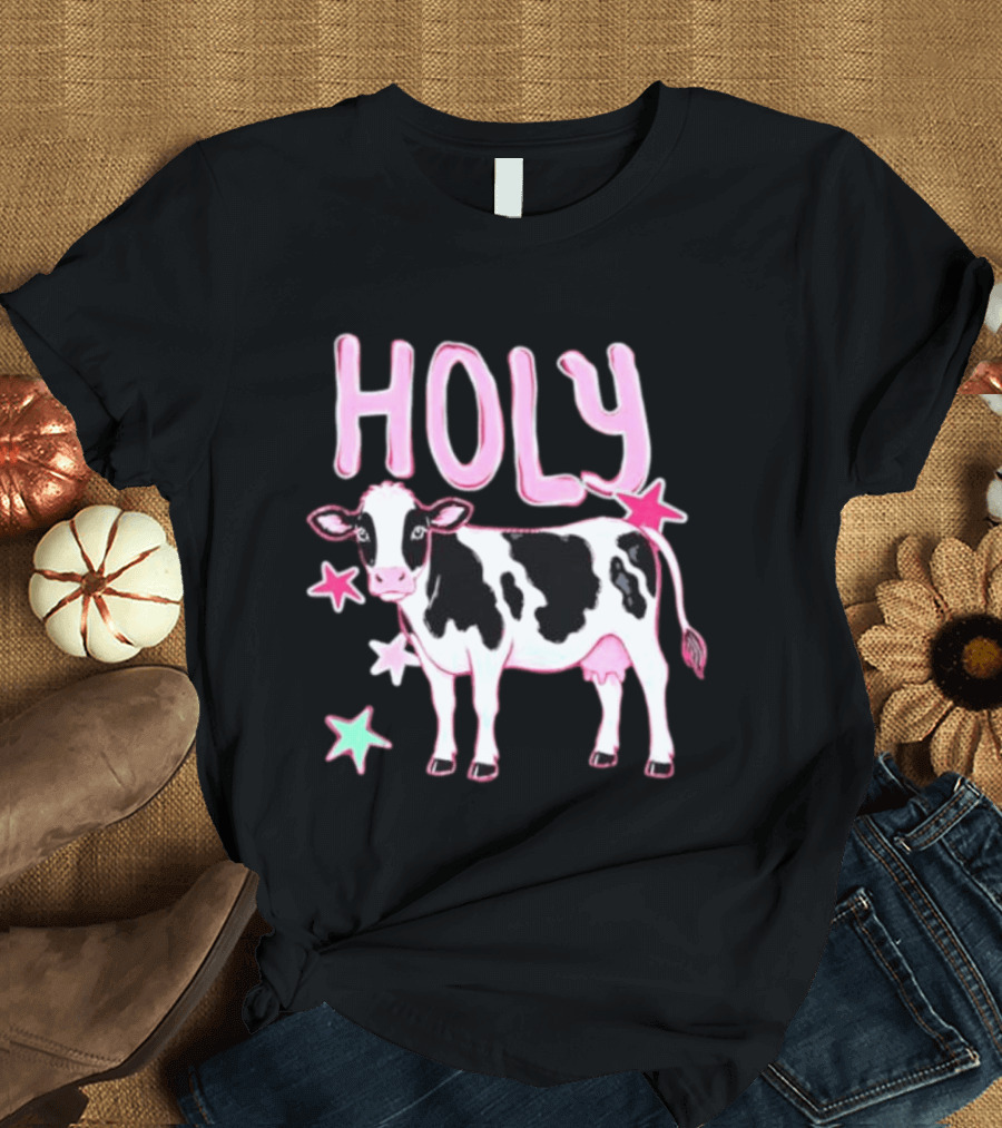 Holy Cow Pink Stars Farm Animal Lovers T-Shirt