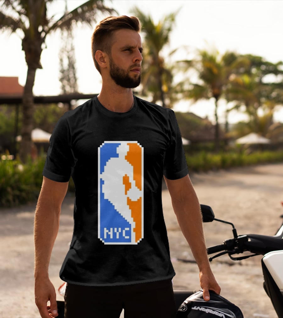 NYC NBA Pixel Logo Basketball T-Shirt