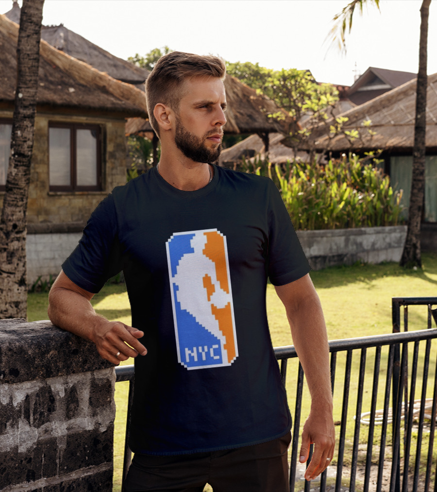NYC NBA Pixel Logo Basketball T-Shirt