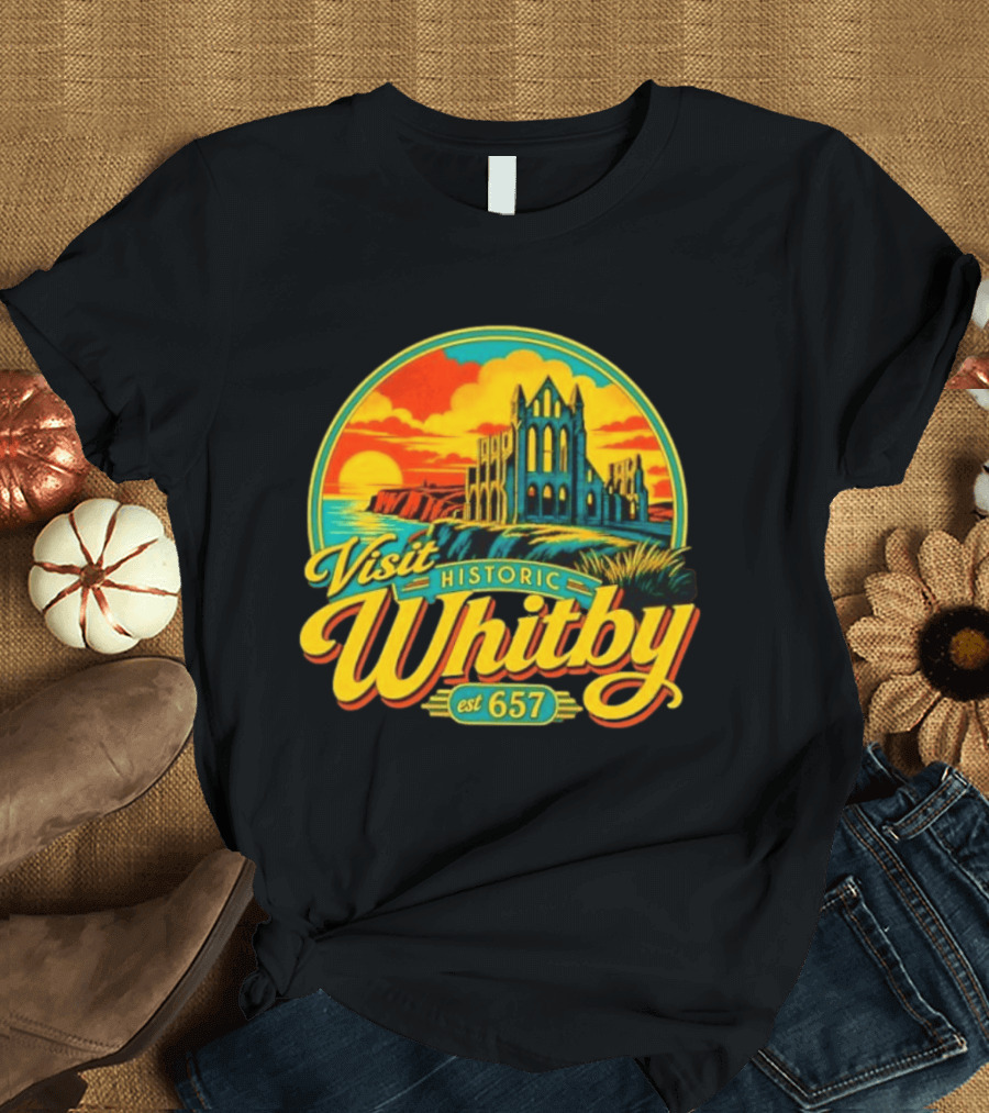 Visit Historic Whitby Abbey North Yorkshire England Est 657 T-Shirt