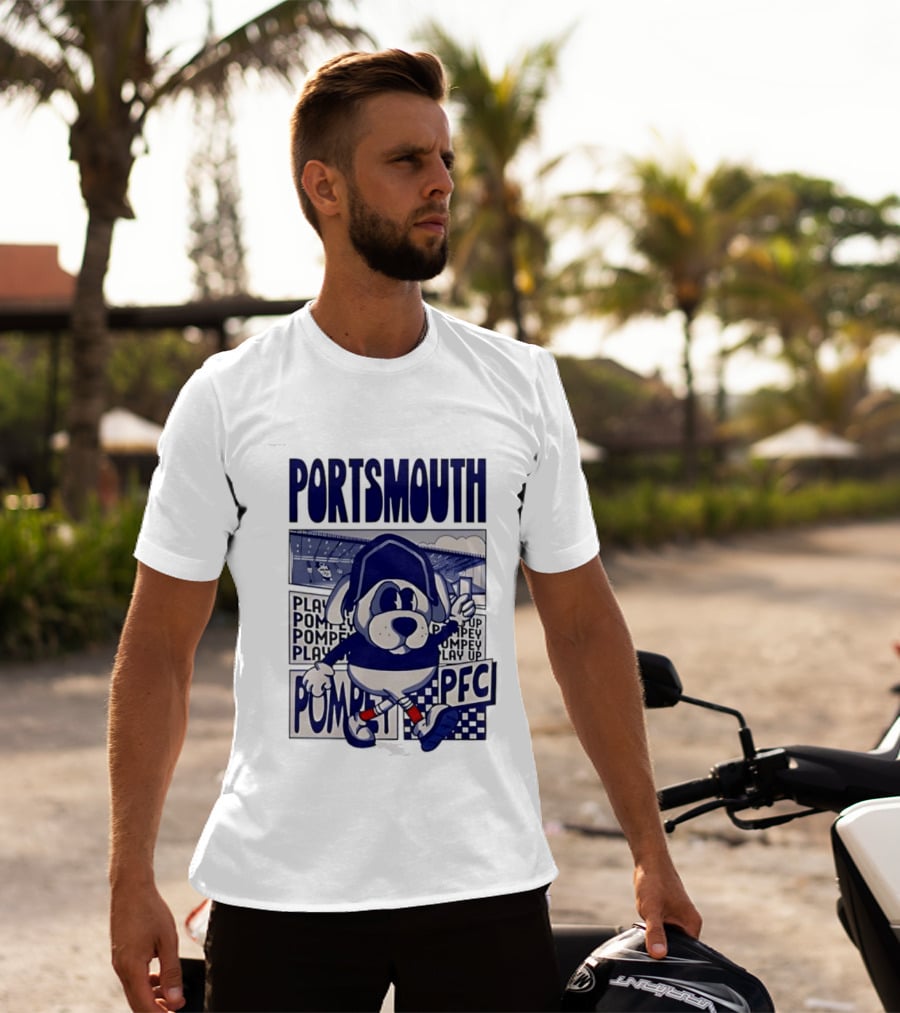 Portsmouth Football Club Play Up Pompey PFC Stadium Cartoon T-Shirt