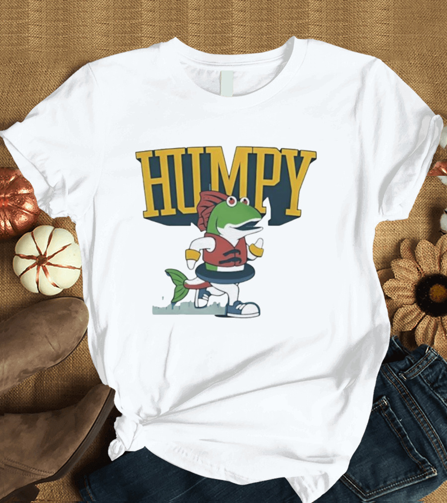 Humpy Running Fish With Life Vest Tube Humor T-Shirt