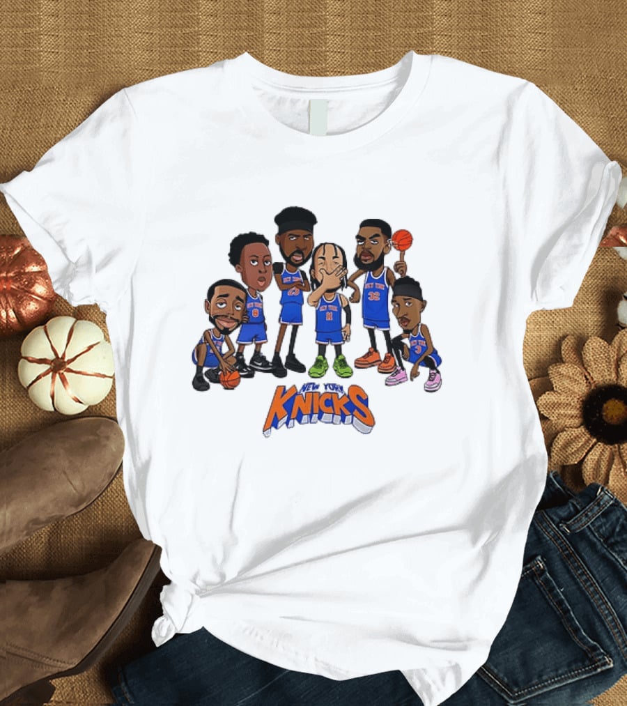 Jalen Brunson Mitchell Robinson RJ Barrett Julius Randle New York Knicks Legends NBA 2026 Caricature T-Shirt