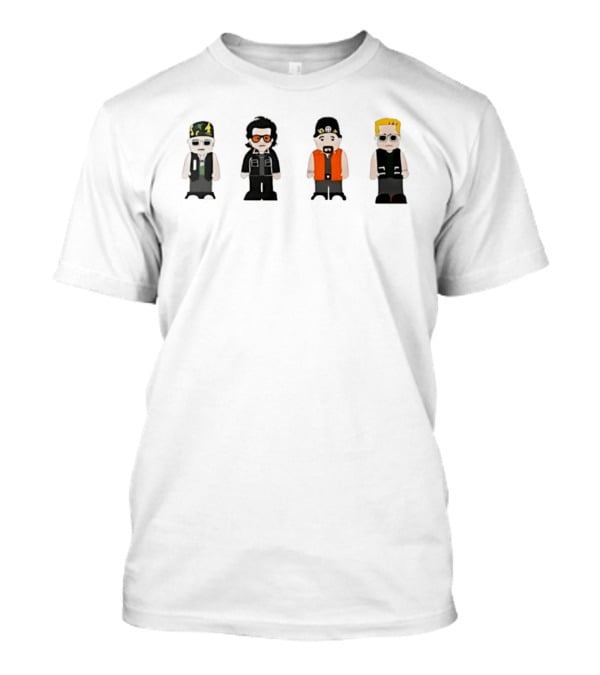 U2 Band Cartoon I Want To Run I Want To Hide I Wanna Tear Down The Walls Characters T-Shirt