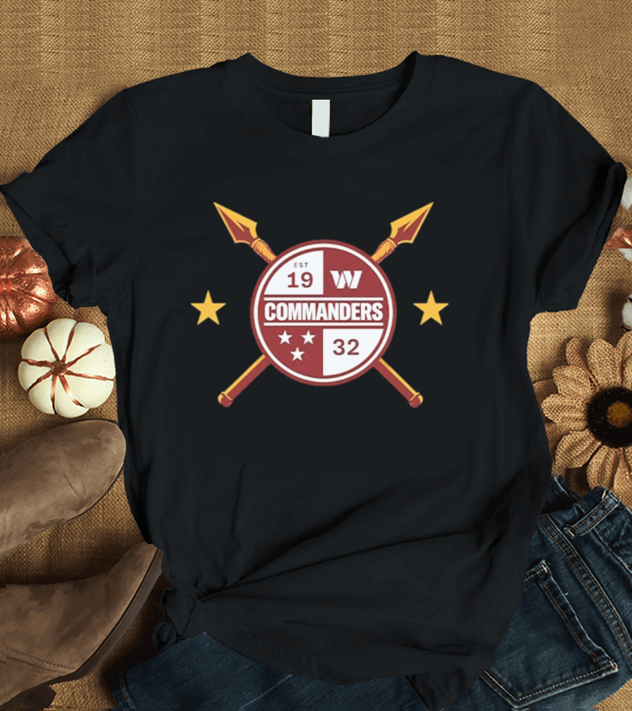 Washington Commanders Est 1932 W Logo Football T-Shirt