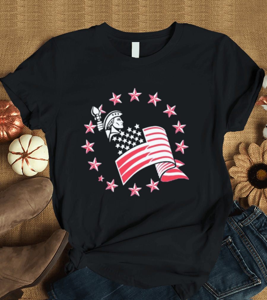 Patriotic Lady Liberty American Flag Stars USA Pride T-Shirt