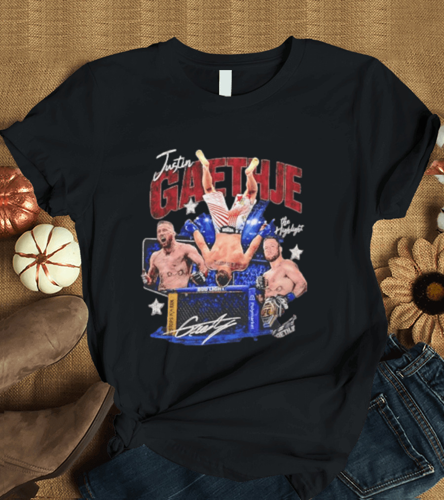 Justin Gaethje The Highlight UFC Mixed Martial Arts Fighter Athlete Action Inside Octagon T-Shirt