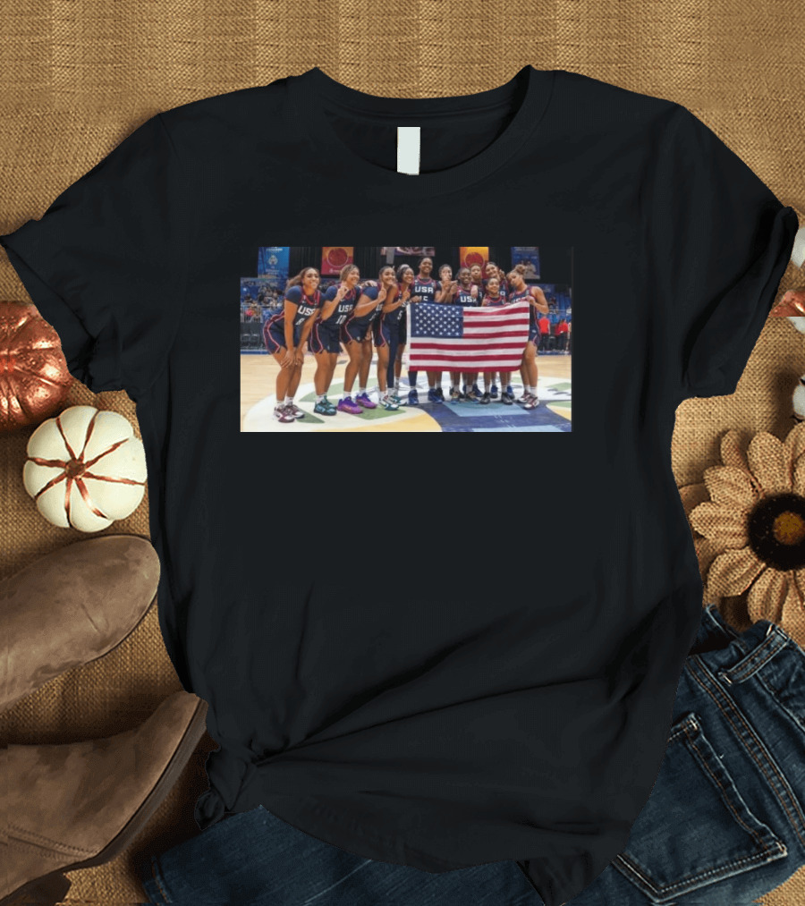 2026 U18 AmeriCup Basketball Champions Team USA With Flag T-Shirt