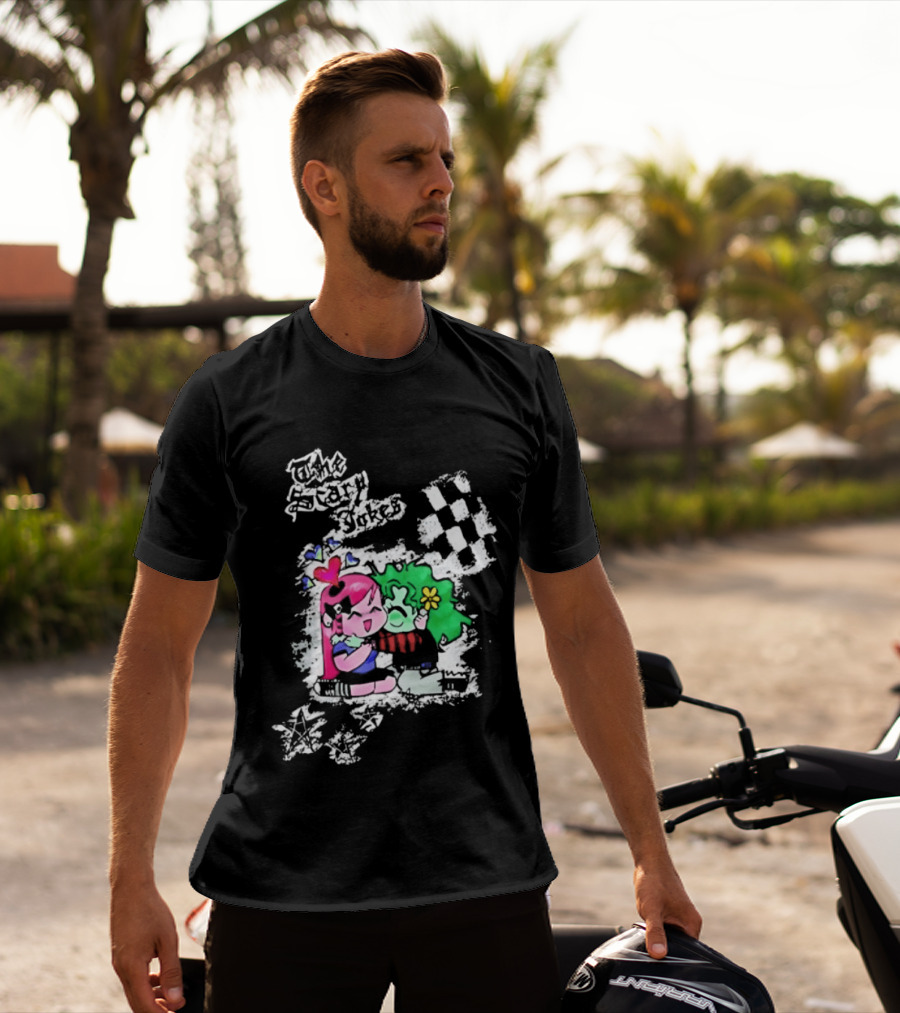 The Scary Jokes Checkered Pattern With Colorful Characters T-Shirt