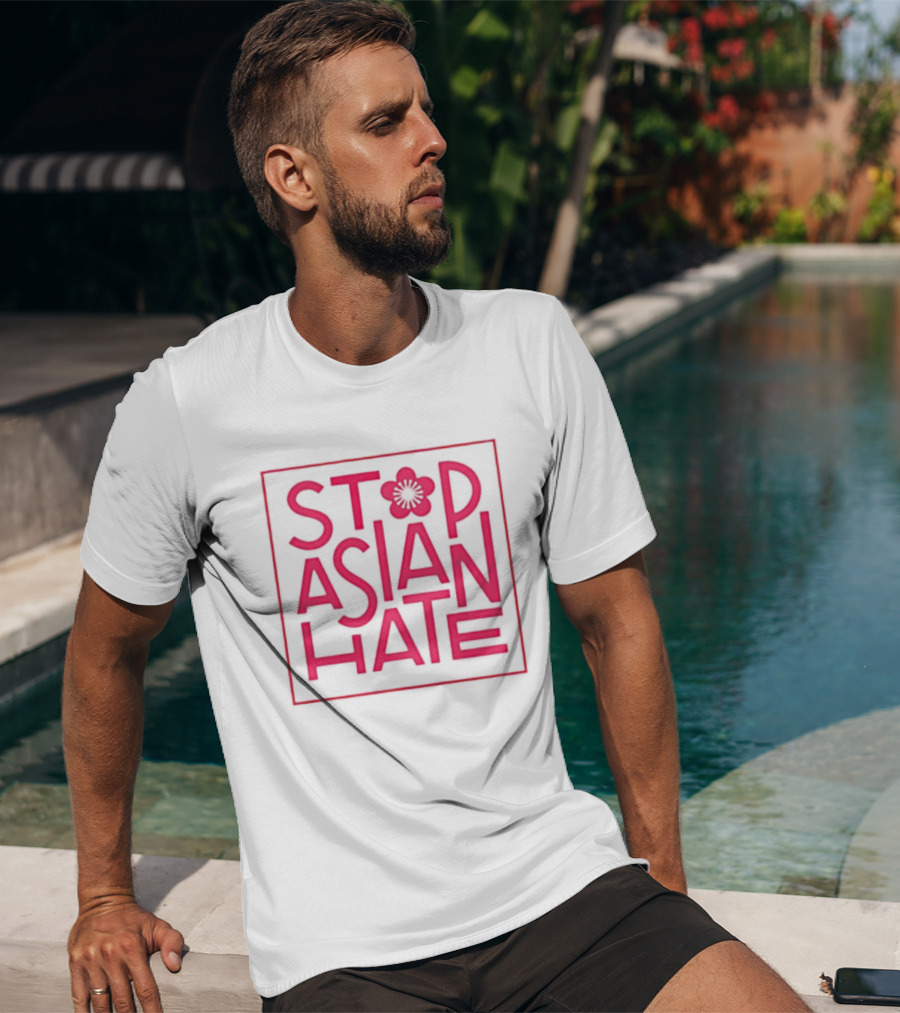 Stop Asian Hate Pink Blossom Flower Protest Activism T-Shirt