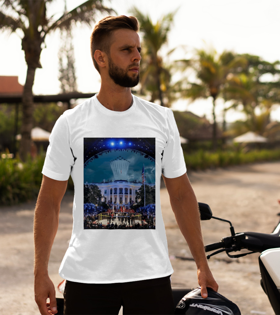 White House MMA Octagon Event Flyover American Flag Patriotic Display T-Shirt