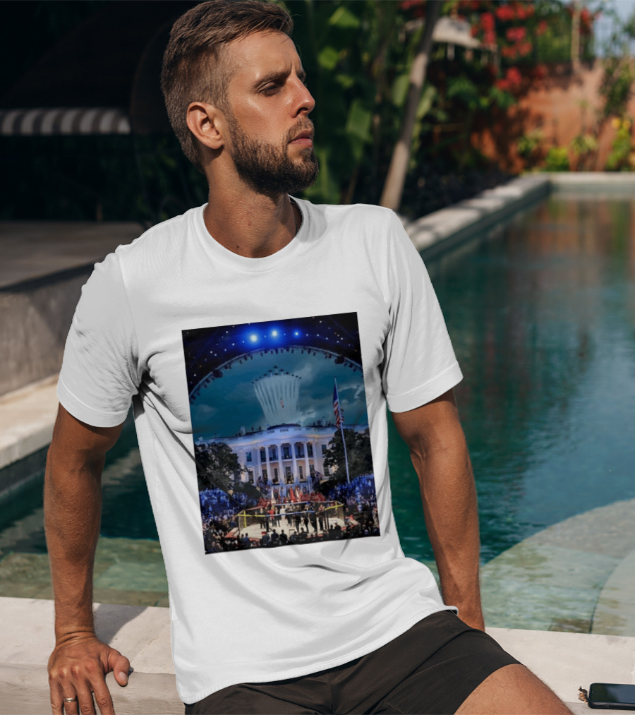 White House MMA Octagon Event Flyover American Flag Patriotic Display T-Shirt