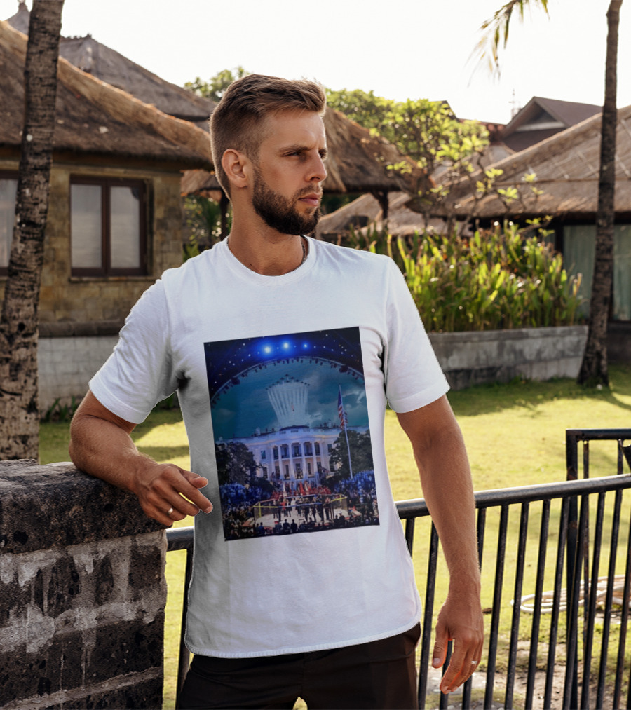 White House MMA Octagon Event Flyover American Flag Patriotic Display T-Shirt