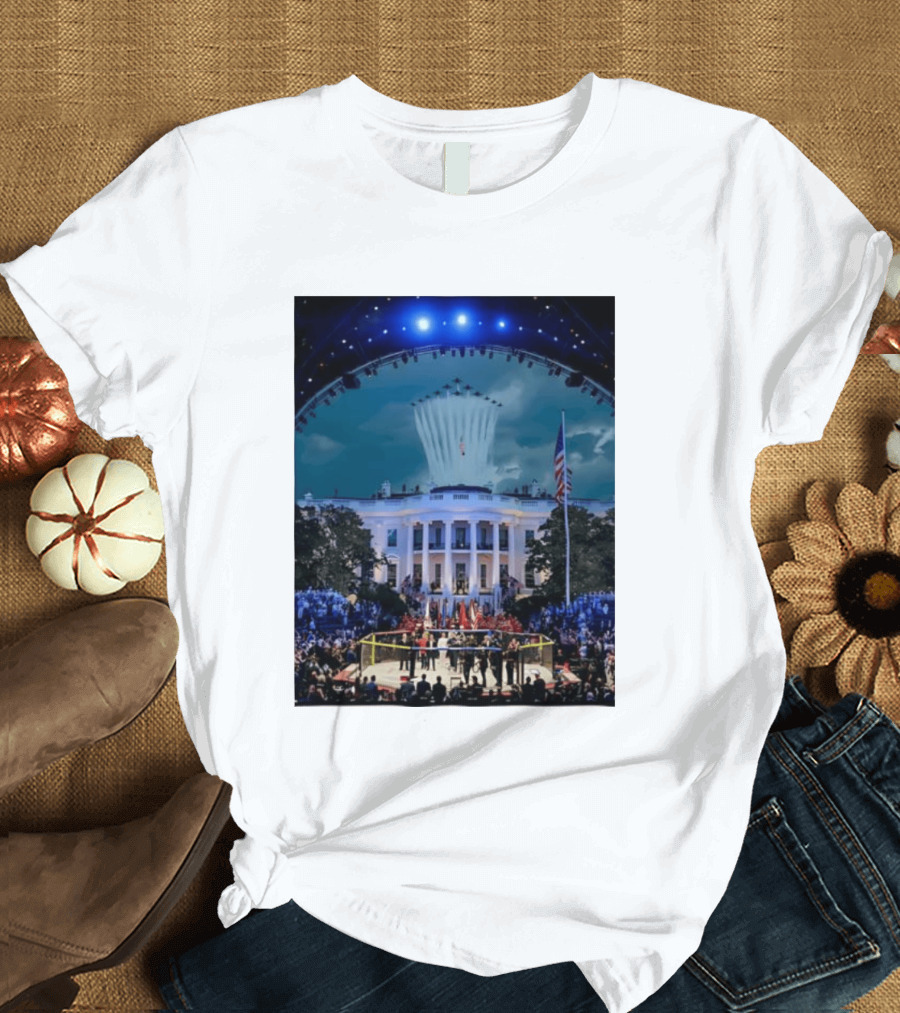 White House MMA Octagon Event Flyover American Flag Patriotic Display T-Shirt