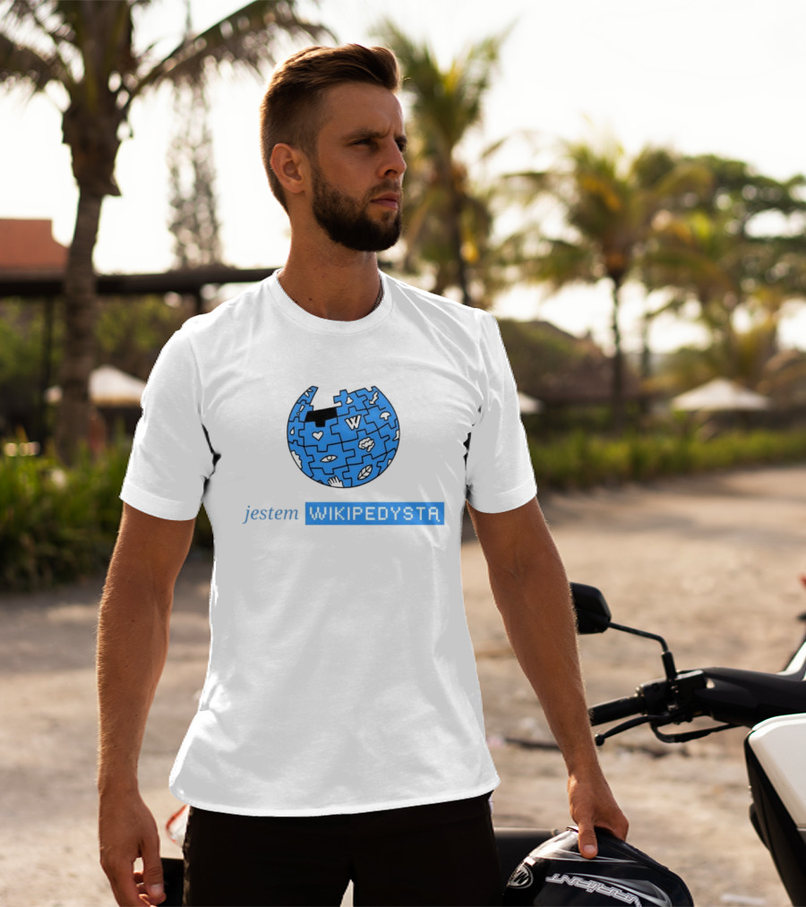Jestem Wikipedysta Puzzle Globe Icon Eyes And Clouds T-Shirt