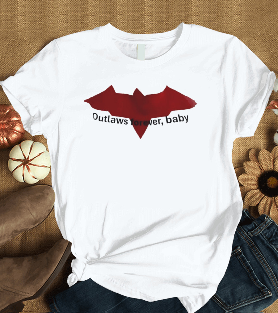 Outlaws Forever Baby Red Bat Symbol Emo T-Shirt