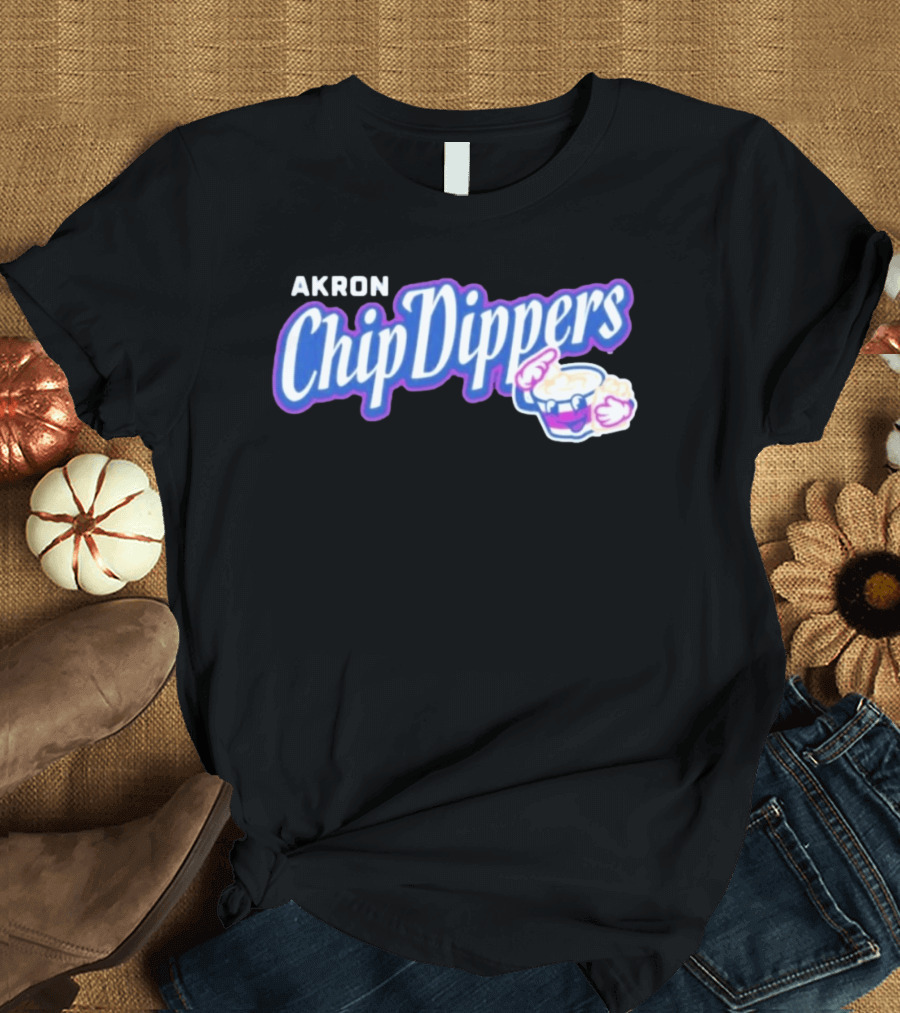Akron Chip Dippers MLB Baseball Logo With Chip And Dip T-Shirt