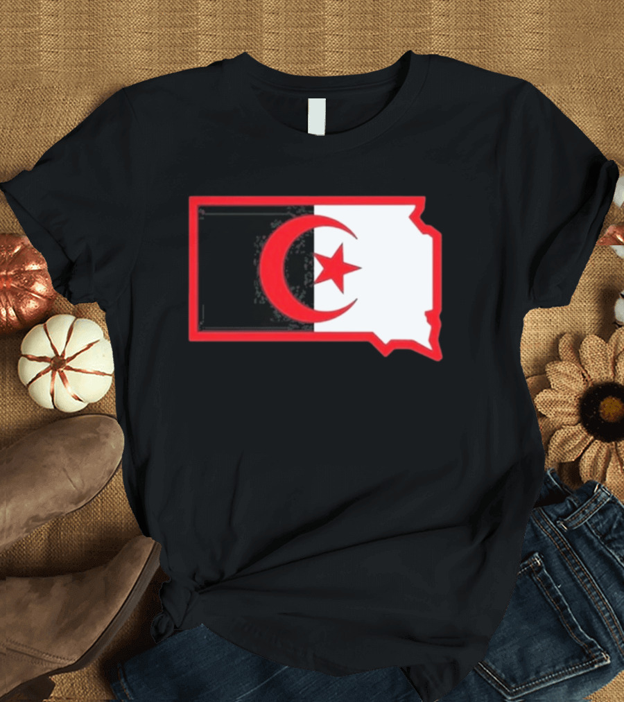 Lawrence Of Algeria South Dakota Flag Shape Crescent Star T-Shirt