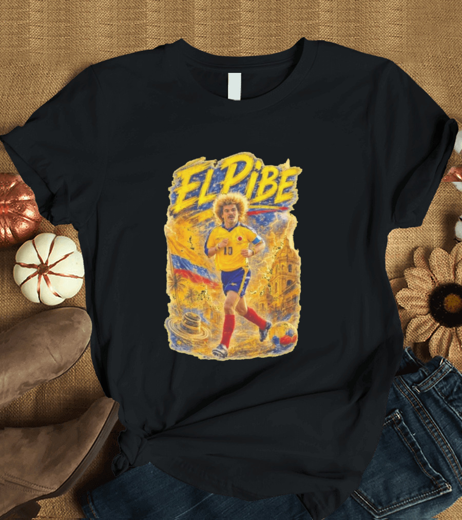Carlos Valderrama El Pibe Colombia Football Legend Iconic Yellow Jersey T-Shirt