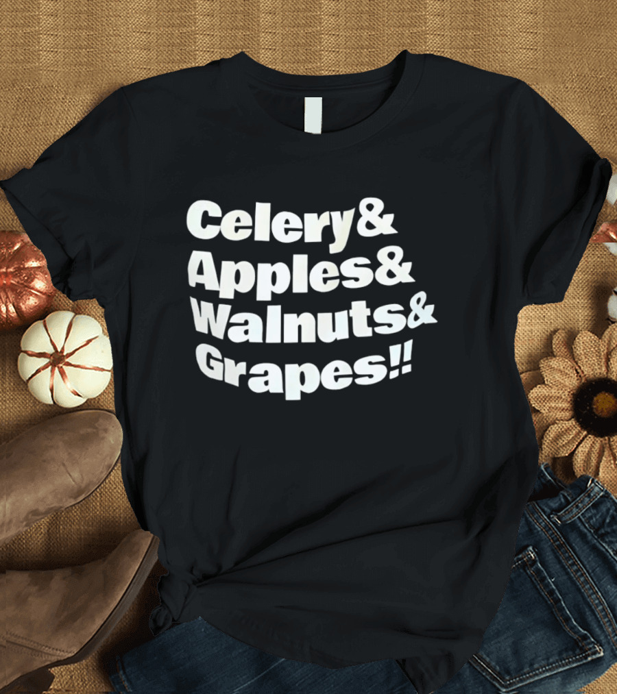 Celery Apples Walnuts Grapes Food Ingredients List T-Shirt