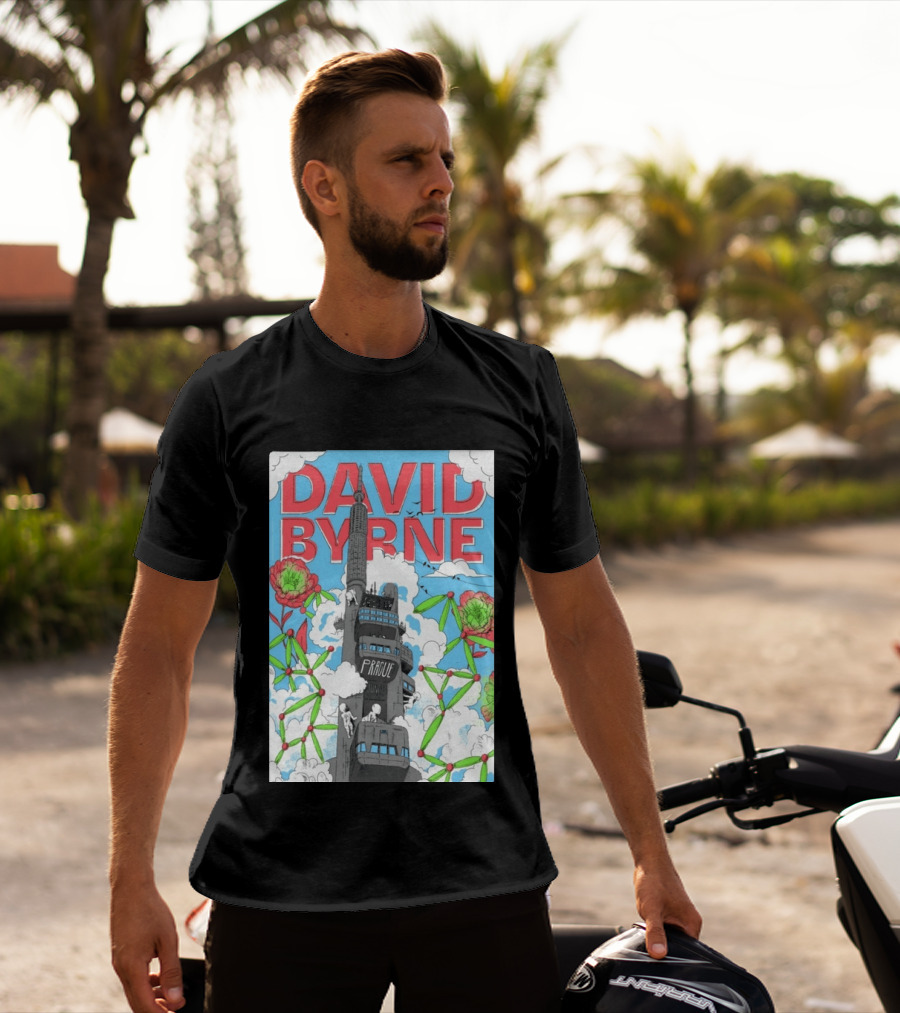David Byrne Prague June 17 2026 Tour Psychedelic Cityscape T-Shirt
