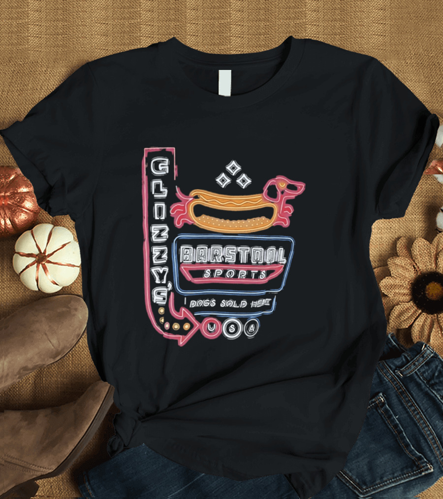 Glizzy Barstool Sports Dog Sold Here Neon USA T-Shirt