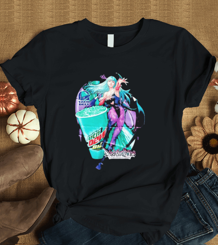 Morrigan Aensland Darkstalkers Taco Bell Mountain Dew Baja Blast Resurrection T-Shirt