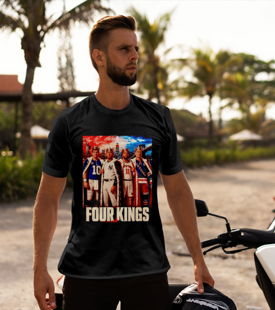 Four Kings New York Giants Yankees Knicks Rangers T-Shirt