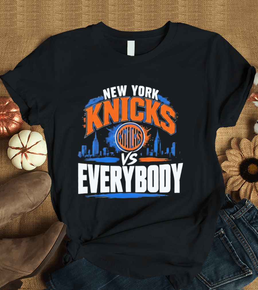 New York Knicks Vs Everybody Skyline Urban Hoops T-Shirt