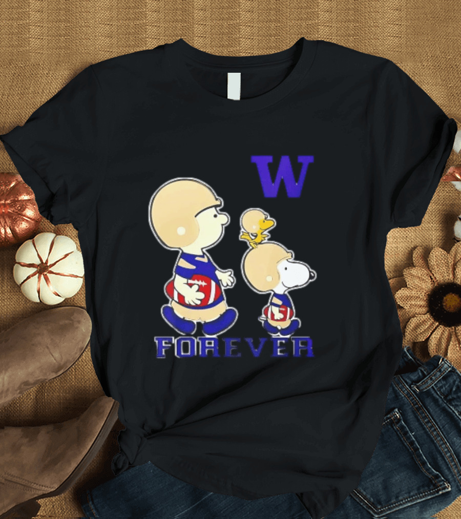 Peanuts Characters Football Players Washington Huskies W Forever T-Shirt