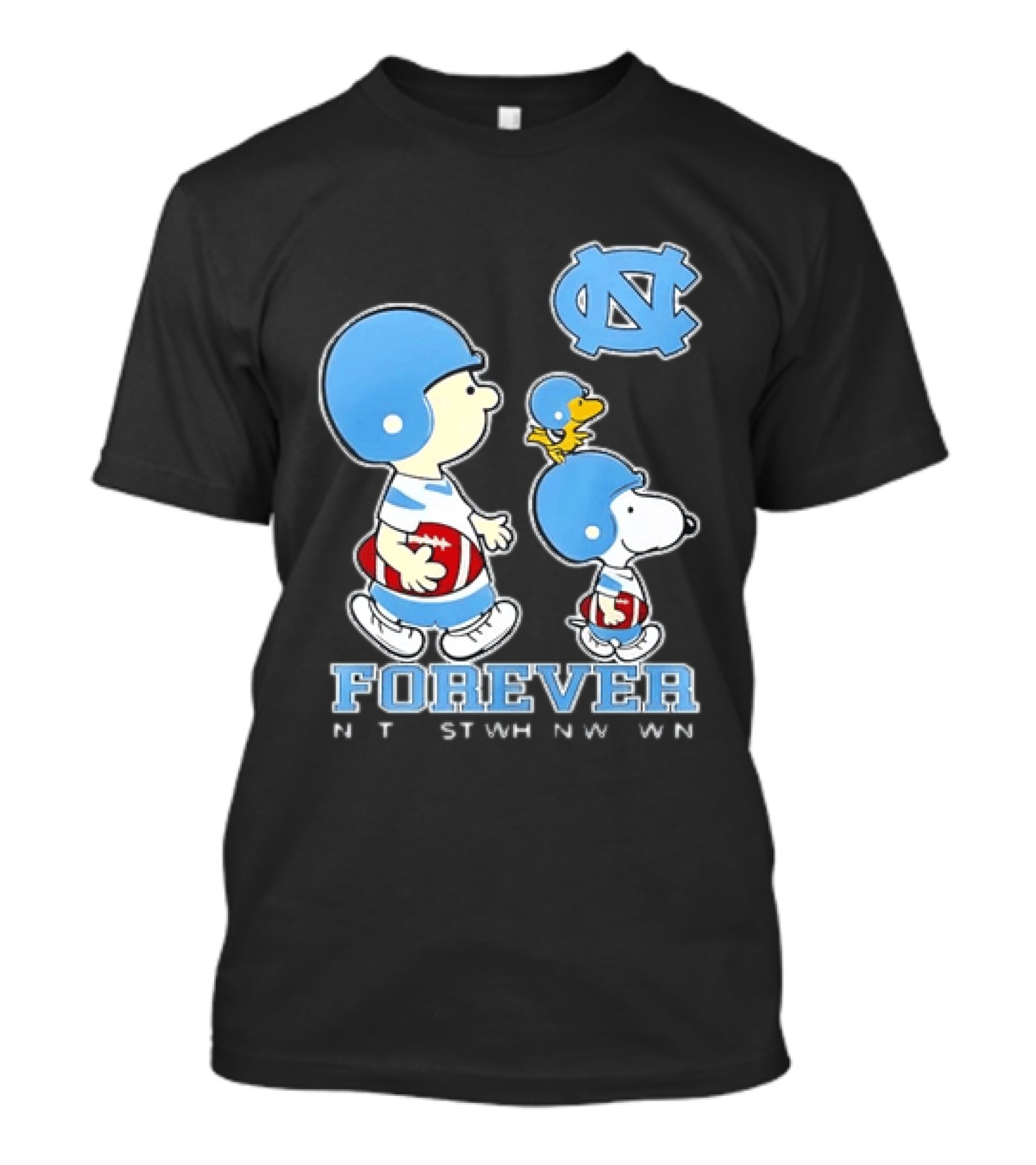 UNC Tar Heels Snoopy Charlie Brown Football Forever T-Shirt