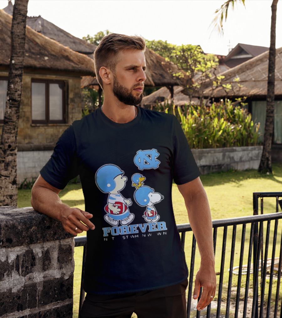 UNC Tar Heels Snoopy Charlie Brown Football Forever T-Shirt