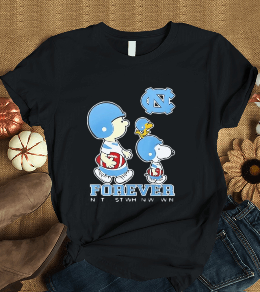 UNC Tar Heels Snoopy Charlie Brown Football Forever T-Shirt