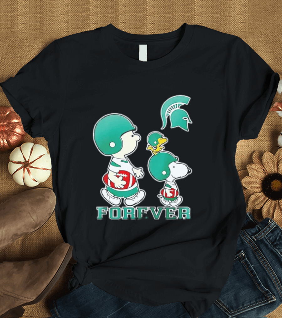 Peanuts Woodstock Charlie Brown Snoopy Michigan State Spartans Forever T-Shirt