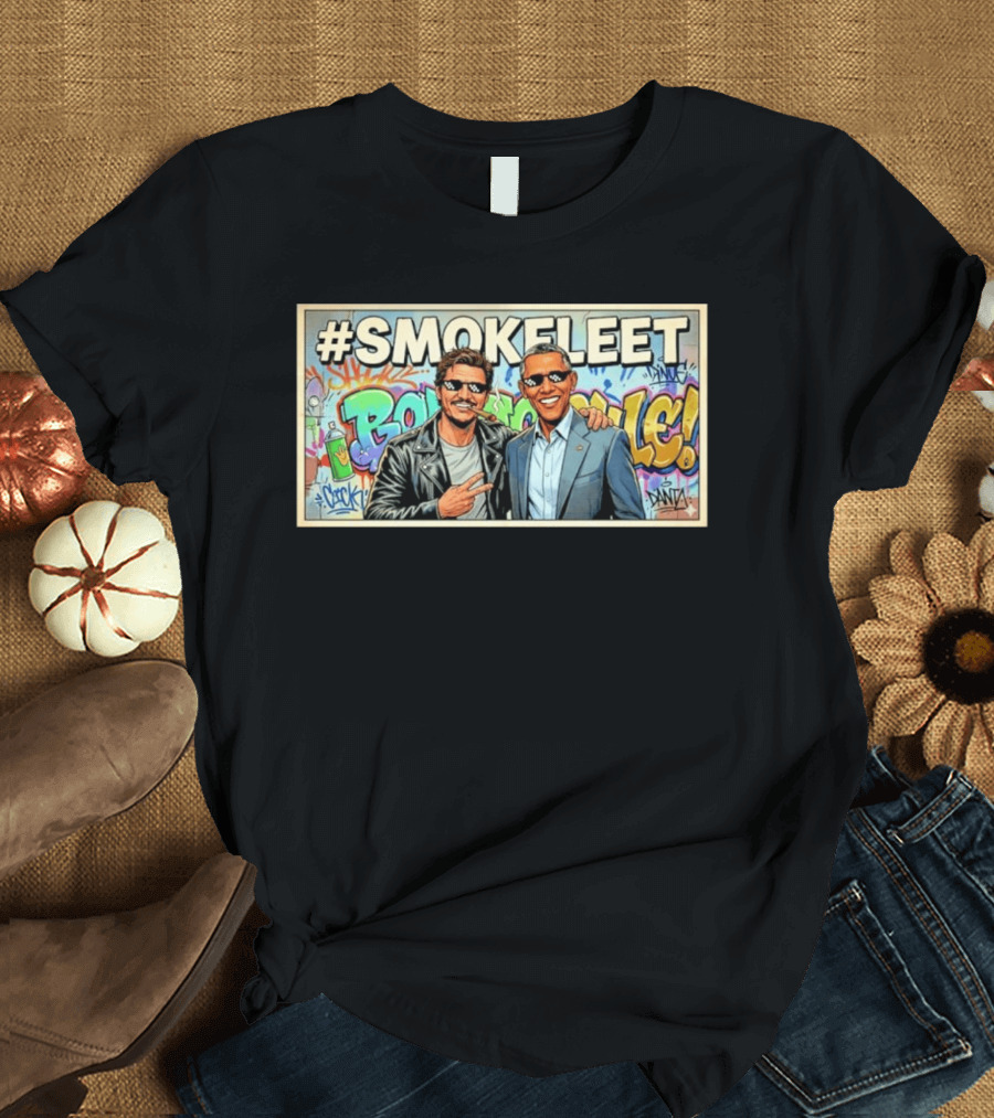 #SMOKEFLEET Pedro Pascal Barack Obama Graffiti T-Shirt