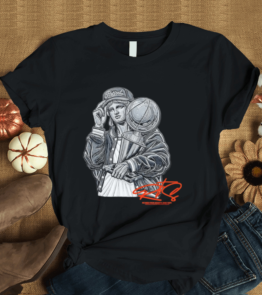 Retired From Society New York Freedom Is A State Of Mind Statue Holding Trophy T-Shirt