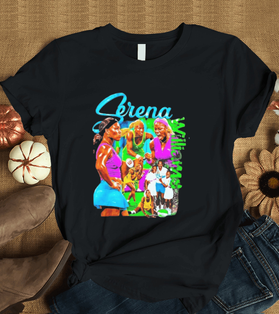 Serena Williams Vibrant Tennis Champion Collage T-Shirt