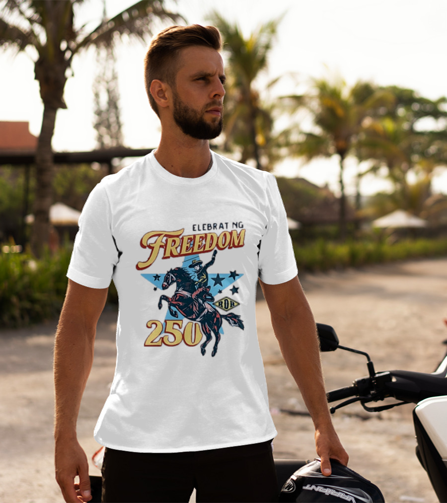 Celebrating Freedom 250 Years RDR Cowboy Rodeo Stars T-Shirt