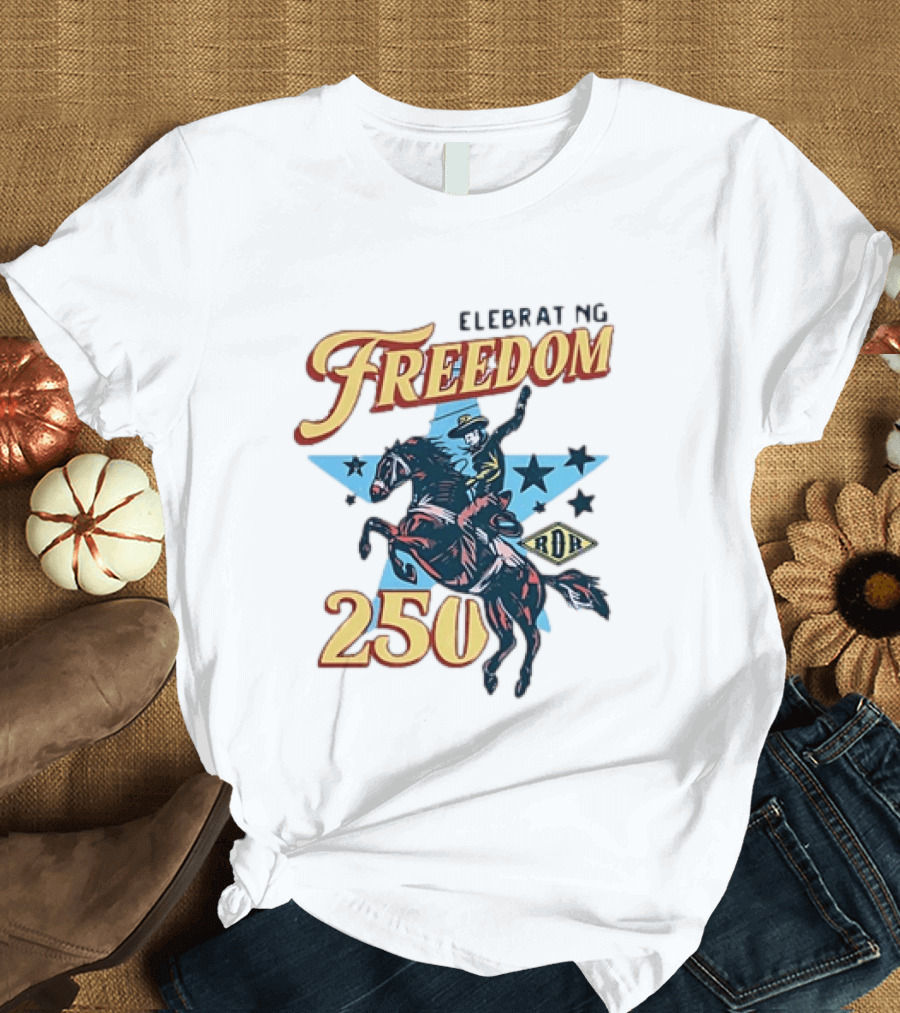 Celebrating Freedom 250 Years RDR Cowboy Rodeo Stars T-Shirt