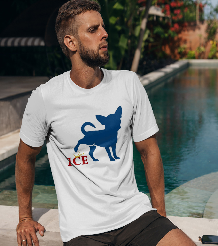 Chihuahua Urinating On ICE Text Representation T-Shirt