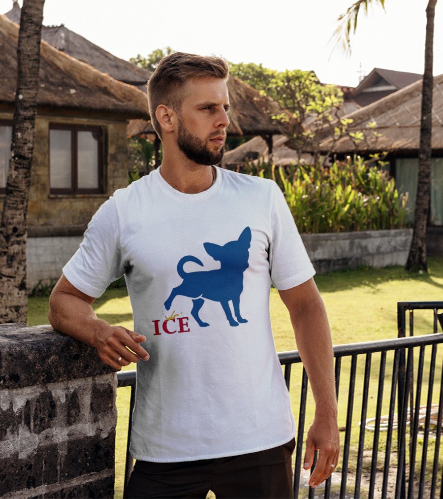 Chihuahua Urinating On ICE Text Representation T-Shirt