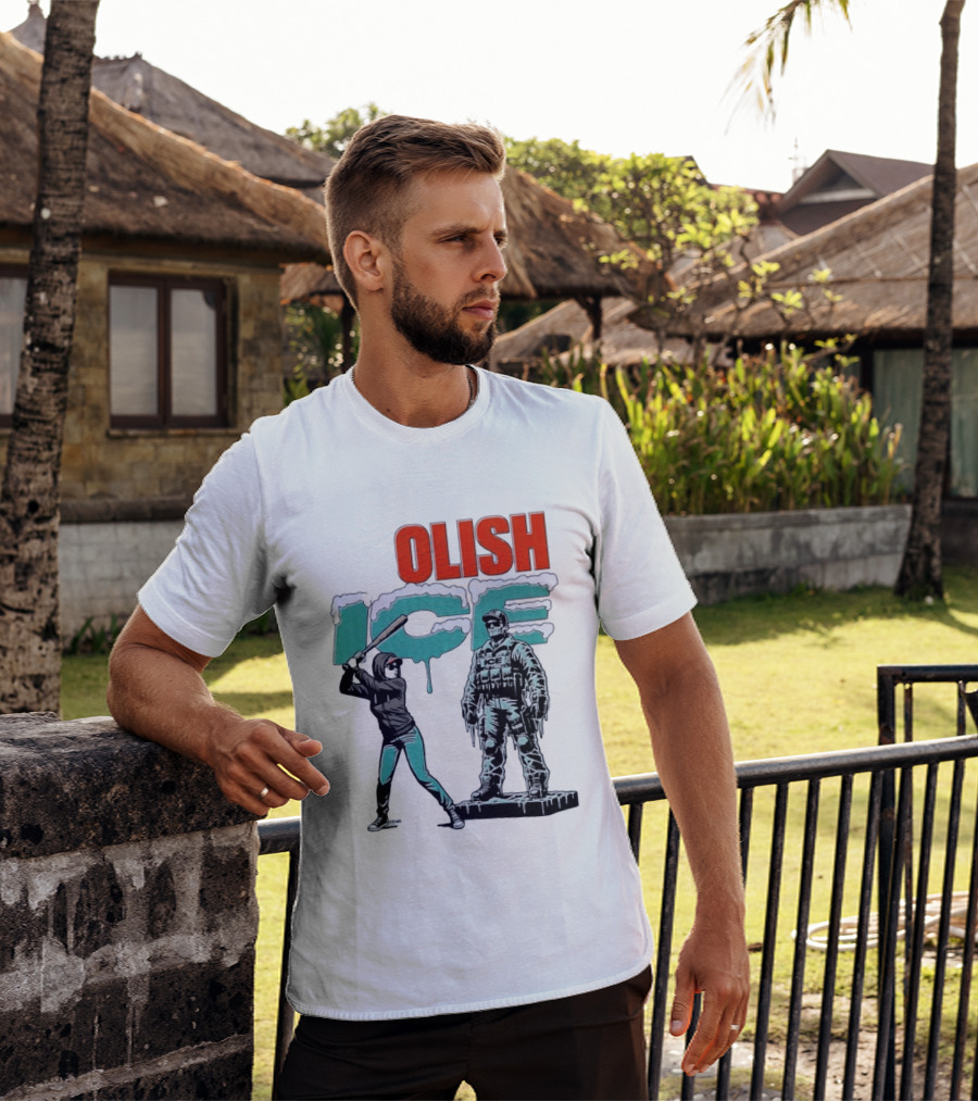 Krime Olish ICE Woman With Baseball Bat Smashing Statue T-Shirt