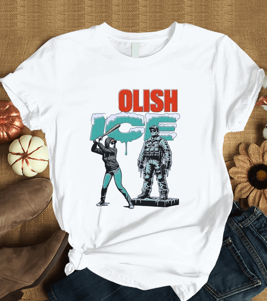 Krime Olish ICE Woman With Baseball Bat Smashing Statue T-Shirt