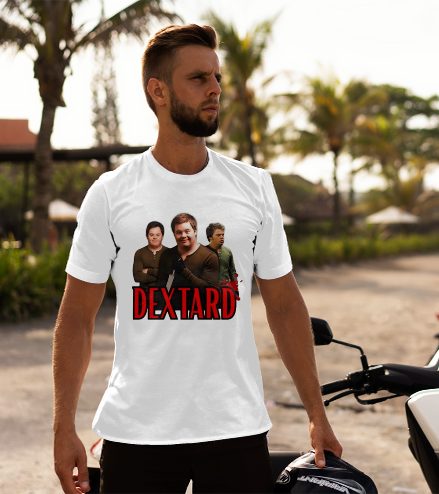Dextard Meme Parody With Triple Character Image And Red T-Shirt