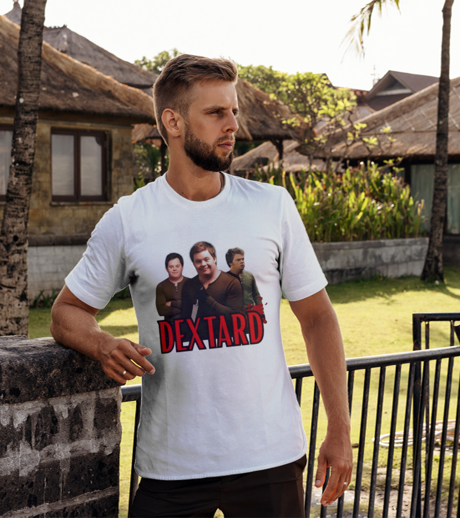 Dextard Meme Parody With Triple Character Image And Red T-Shirt